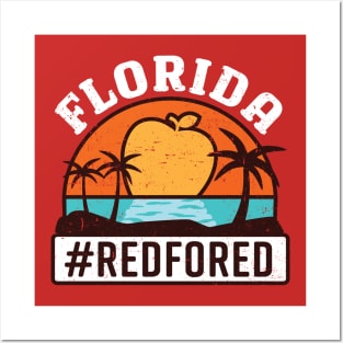 Red for Ed Florida Education Apple Rising Sun Posters and Art